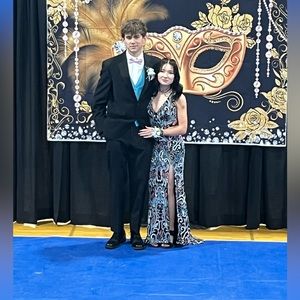 Size 00. Full beaded prom dress.